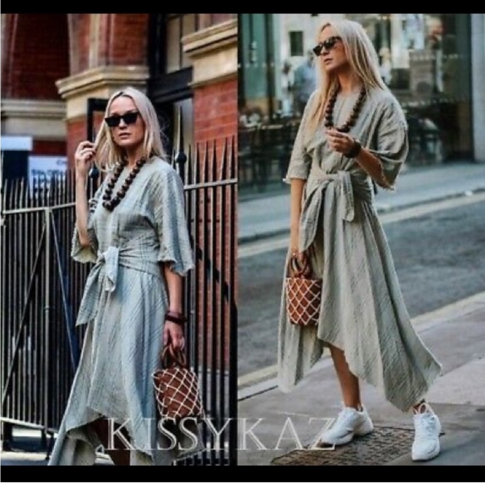 NWOT Zara Asymmetrical Hem Tie Midi Dress